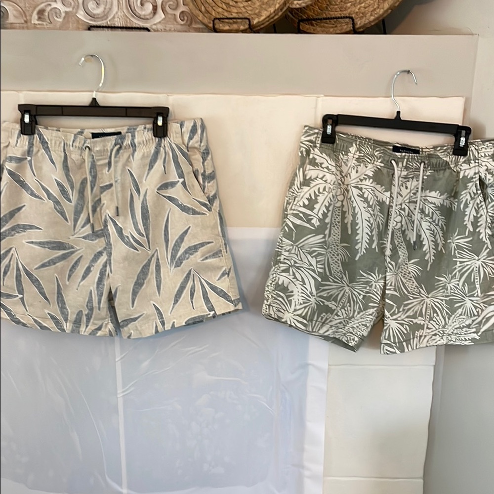 Set of Two American Eagle Outfitters Cream and Green Athletic Shorts